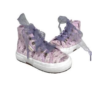Superga LoveShackFancy Kids High Top Lace Up Sneaker in Ripe Grapevine 8